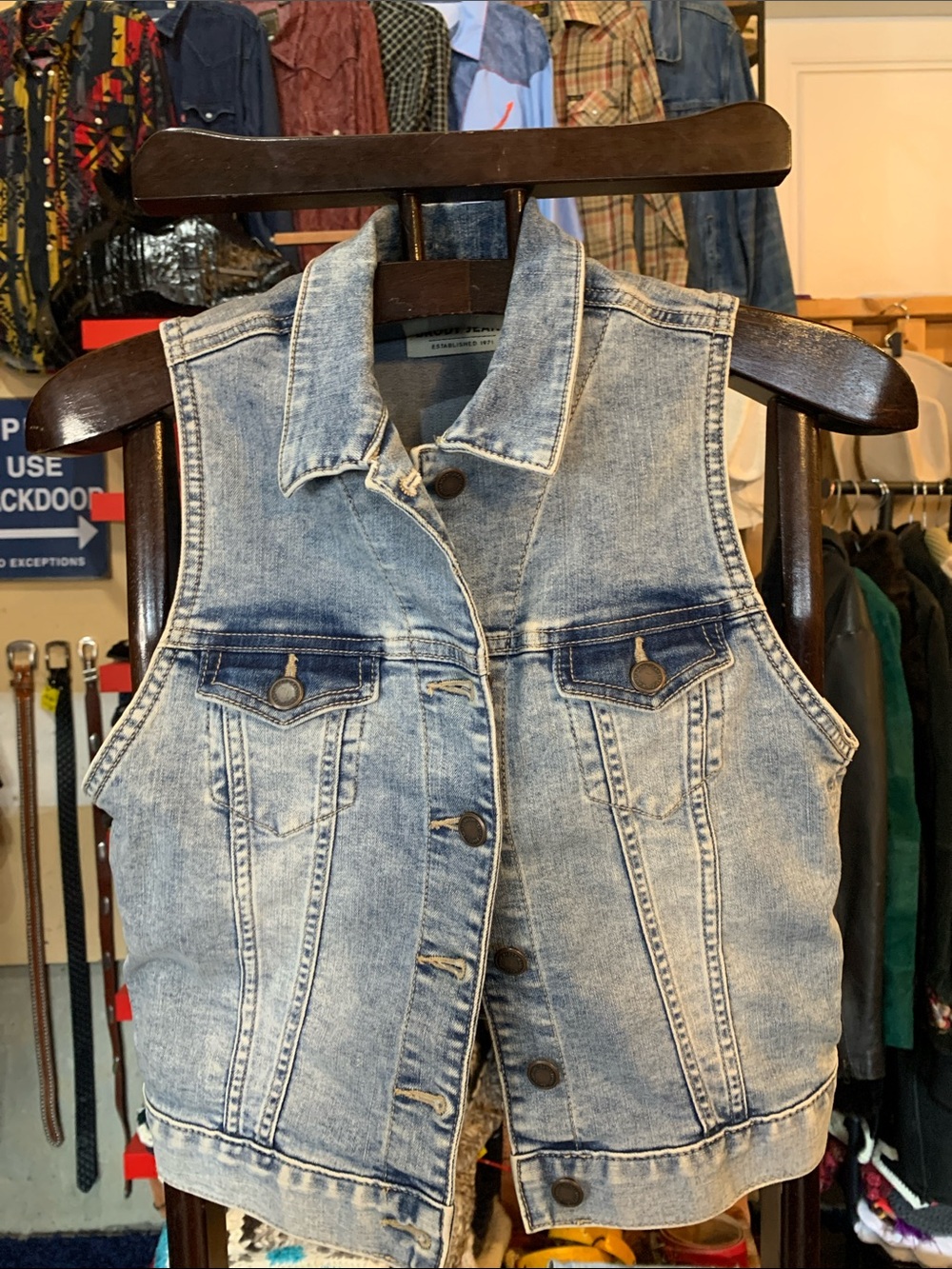Women’s Washed Blue Denim Vest - [Brand]